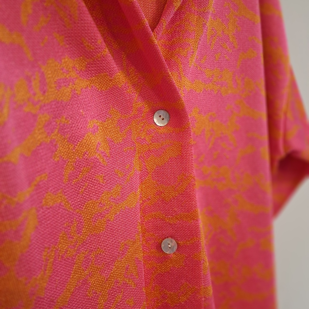 Zara Pink and Orange Knit Short Sleeve Collar Top Baggy Large Slouchy Style